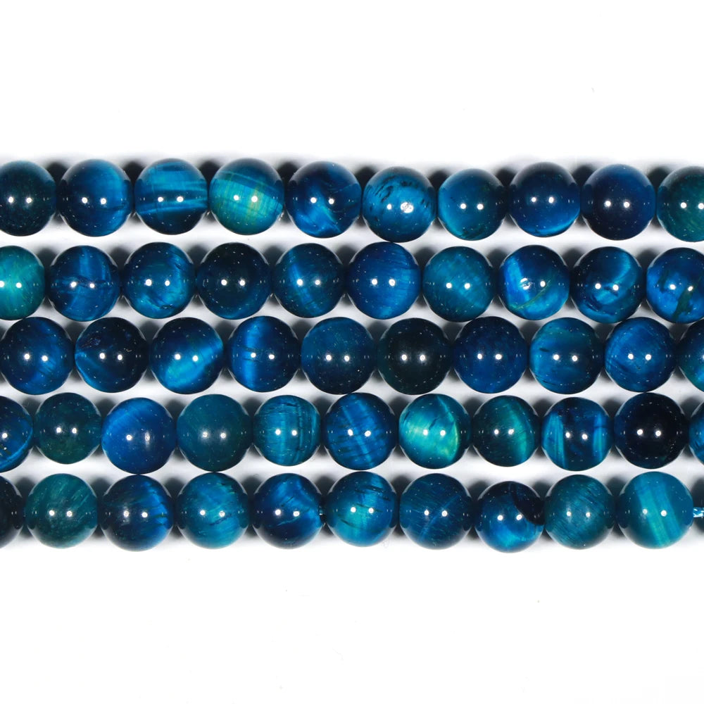 Natrual Royal Blue Tiger Eye Stone Beads 4mm Loose Blue Gemstone Beads Strand Smooth Round Natural Blue Tiger Eye Beads