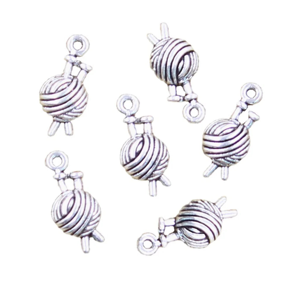 Charms Yarn Ball Knit Crochet 16x7x3mm Tibetan Silver Color Pendants Antique Jewelry Making DIY Handmade Craft