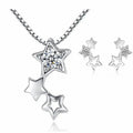 Custom Women Star Earrings and Necklaces Charm 925 Sterling Silver Fine Jewelry Set