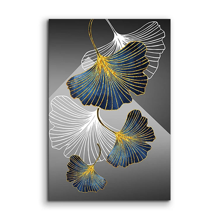 Modern Style Canvas Flower Paintings Pretty Gold Wire High-end Single Panel Wall Art for Living Room