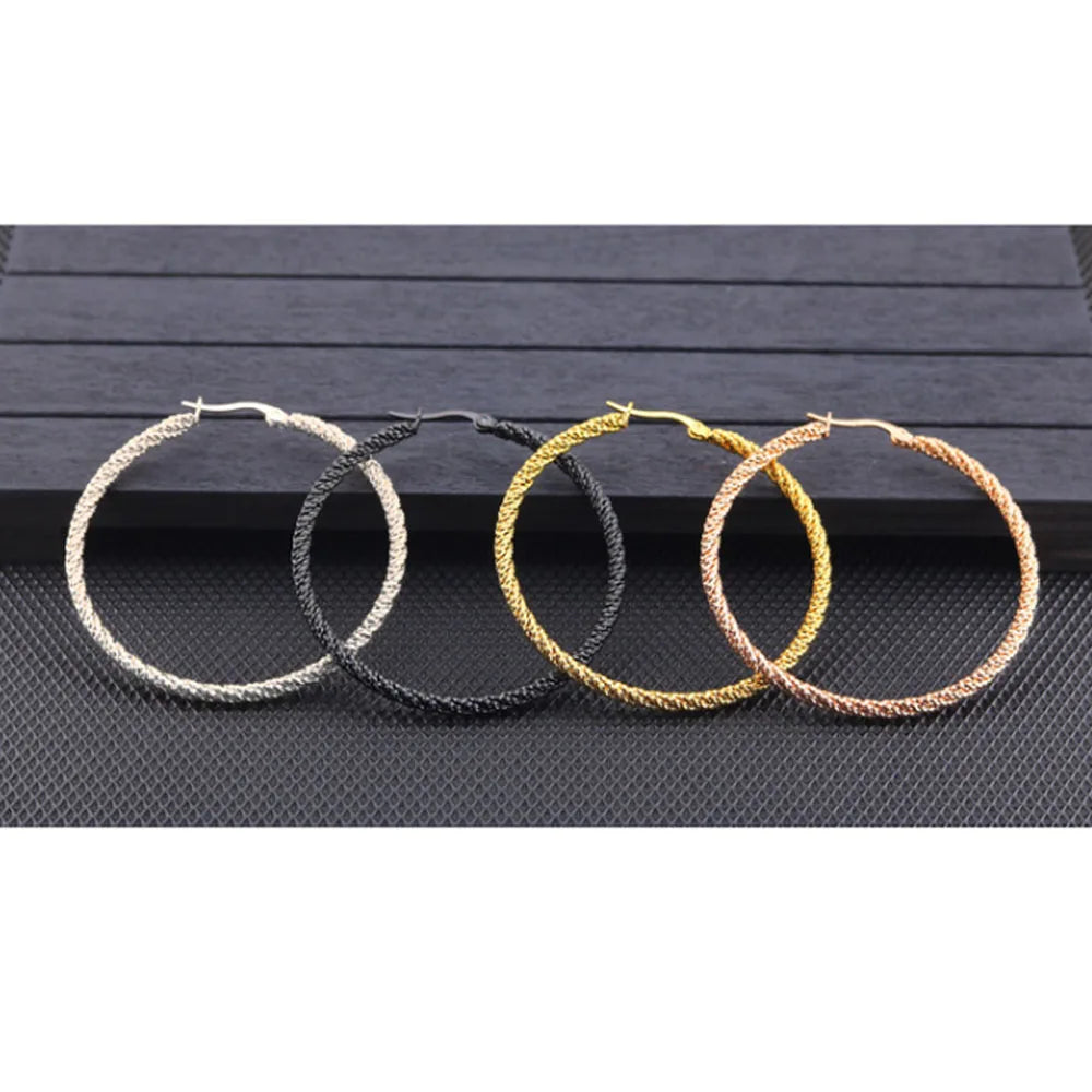 Boho Blank Stainless Steel 3mm Twisted Robe Hoop Dangle Earring Rich Colors Sizes Diy Beaded Beads Fringe Hoops Women Earrings