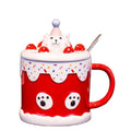 Madou Ins Hand-Painted Bear Birthday Animals Mug Cute Cartoon Bear Birthday Cup High Straw Creative Water Cup Cake Mug Gift Idea