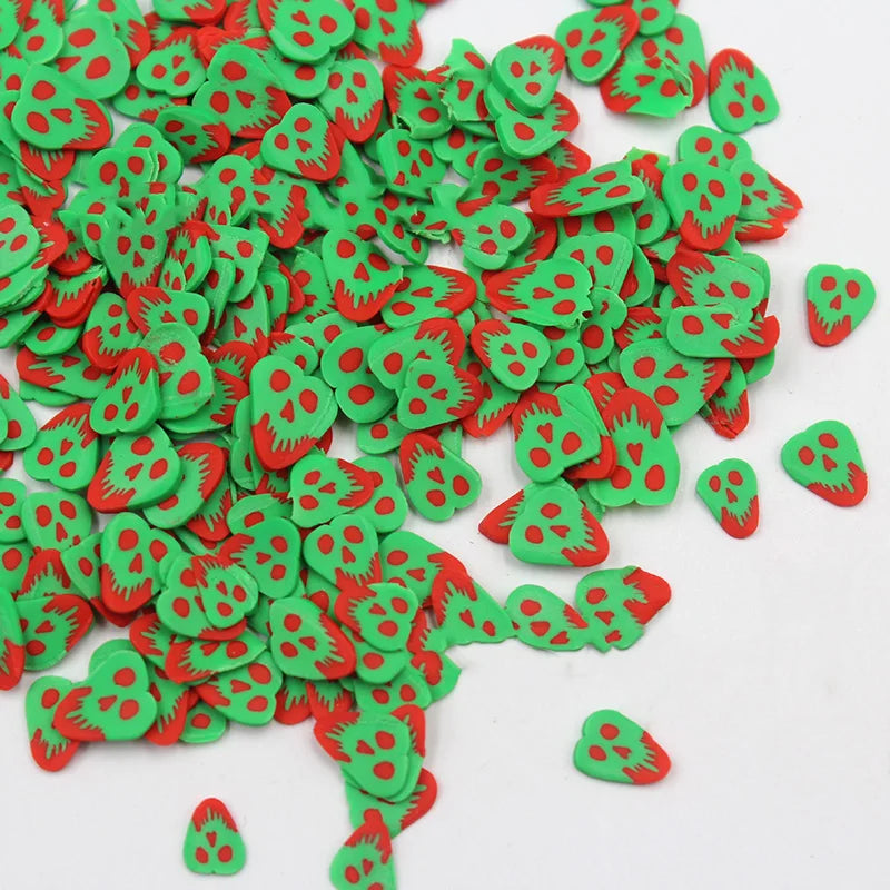 Kawaii Pretty 7mm Green Red Grimace Mini Beads Soft Clay Polymer Nail Art Sticker in Funny Style for Christmas