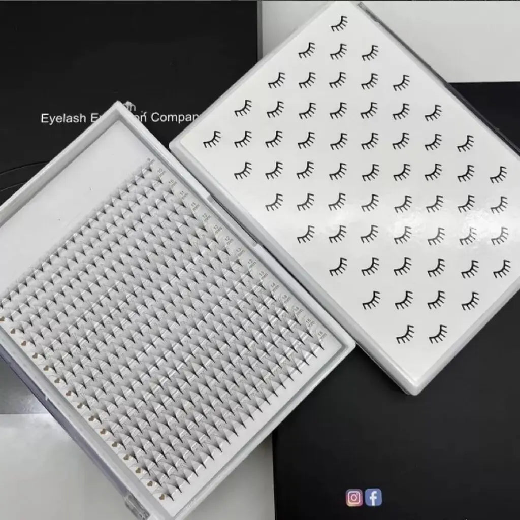 Custom Promade XL Tray 320 Pre-Made Eyelash Extensions Pointy Base Wispy Fans with Premade Volume Fans Pre-Made Pro Fans