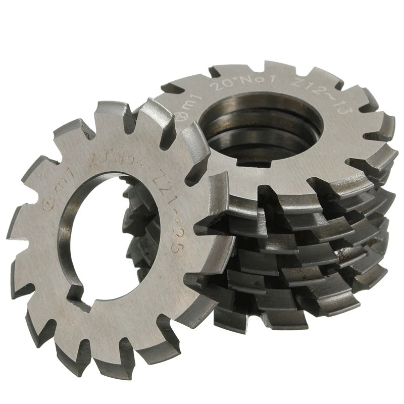 8PCS Set NO.1-NO.8 M1 M2 M3 M4 M5 M6 M2.5 M1.5 PA20 Degrees CNC HSS Module Gear Milling Cutter Involute Gear Cutting Tools