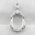 Sterling Silver 11*15mm Semi Mount Pendant Empty Frame Blank Support Setting S925 Base Holder Without Center Stone for DIY Inlay