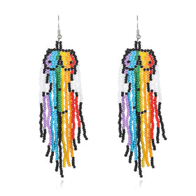 Handmade Beads Colorful Earrings With Tassel Designer Flamingo Style for Women's Summer Party Jewelry