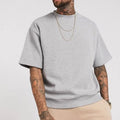 YWGH T-shirt 100% Cotton Quick Dry O-neck Men Heavy Thick Collar Tee Blank Custom Round Neck Boxy Fit Men's T Shirt