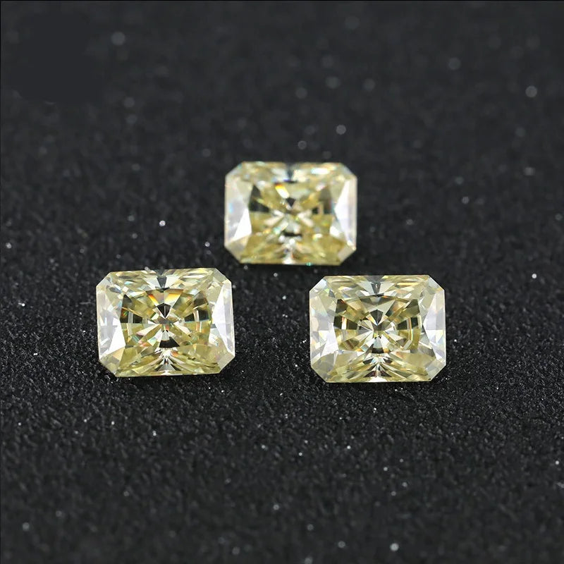 Wuzhou Gems Wholesale Natural Color Moissanite Diamonds Radiant Cut Fancy Yellow Moissanite for Jewelry Ring Making