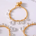 Fashion Waterproof 18k Gold Plated Water Droplet Cubic Zirconia Pendant Stainless Steel Chain Ring YF3850