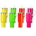 40 OZ Glossy Neon Hot Pink Yellow Sublimation Tumblers Leakproof Lid Mixed 4 Colors 40oz Insulated Tumbler With Handle