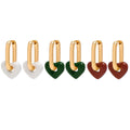Fashion Cute Brass Electroplated 18K Gold Enamel Red Heart Hoop Earrings Trendy Unisex Jewelry Customized