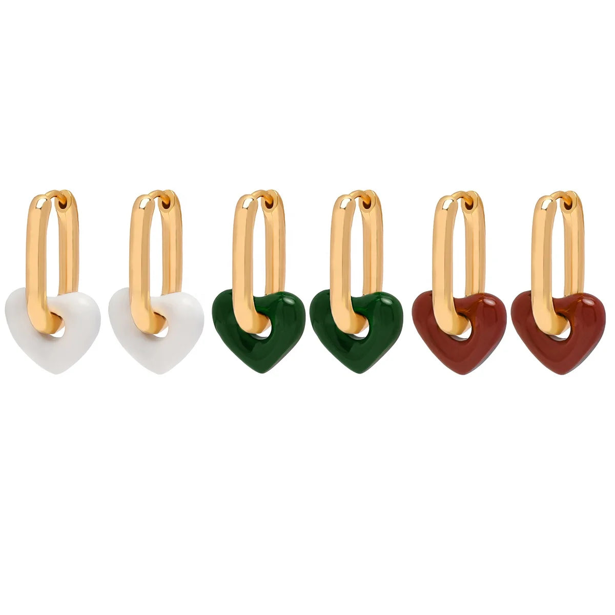 Fashion Cute Brass Electroplated 18K Gold Enamel Red Heart Hoop Earrings Trendy Unisex Jewelry Customized