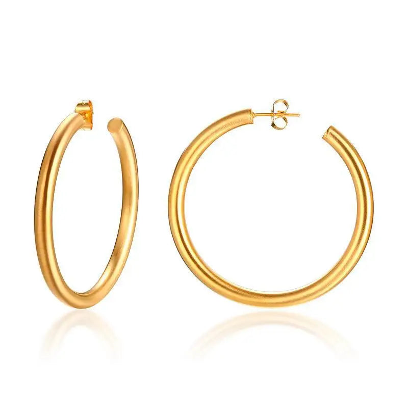 Trendy Earring 18K Gold Plated Chunky Simple Big Circle Hoop Earrings for Women Stainless Steel Statement Earrings Wholesale