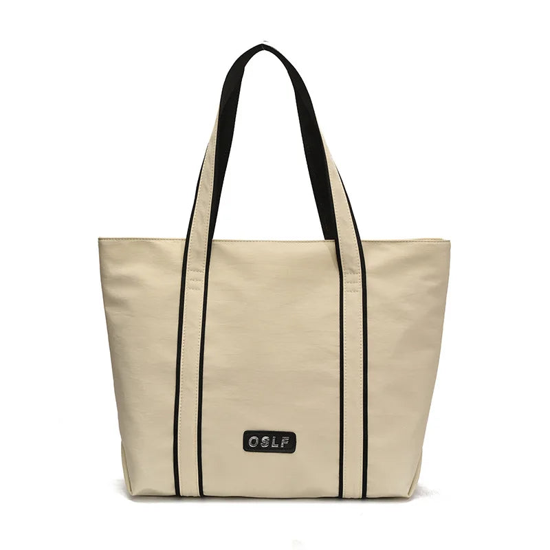 Large Capacity Women Nylon Shoulder Bags Lightweight Commuter Ladies Tote Bag Contrast Color Female Handbags for Work Travel