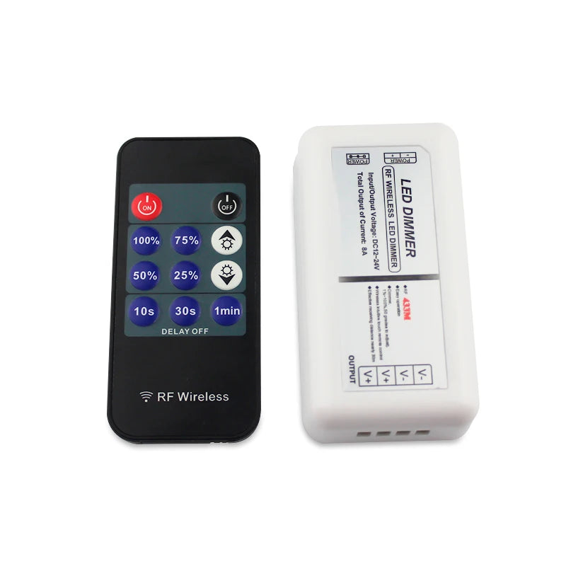 Factory Direct DC12 24V 11 Key Delay Off Rf Wireless Remote Single Color Dimmer Led Controller for Led Strip