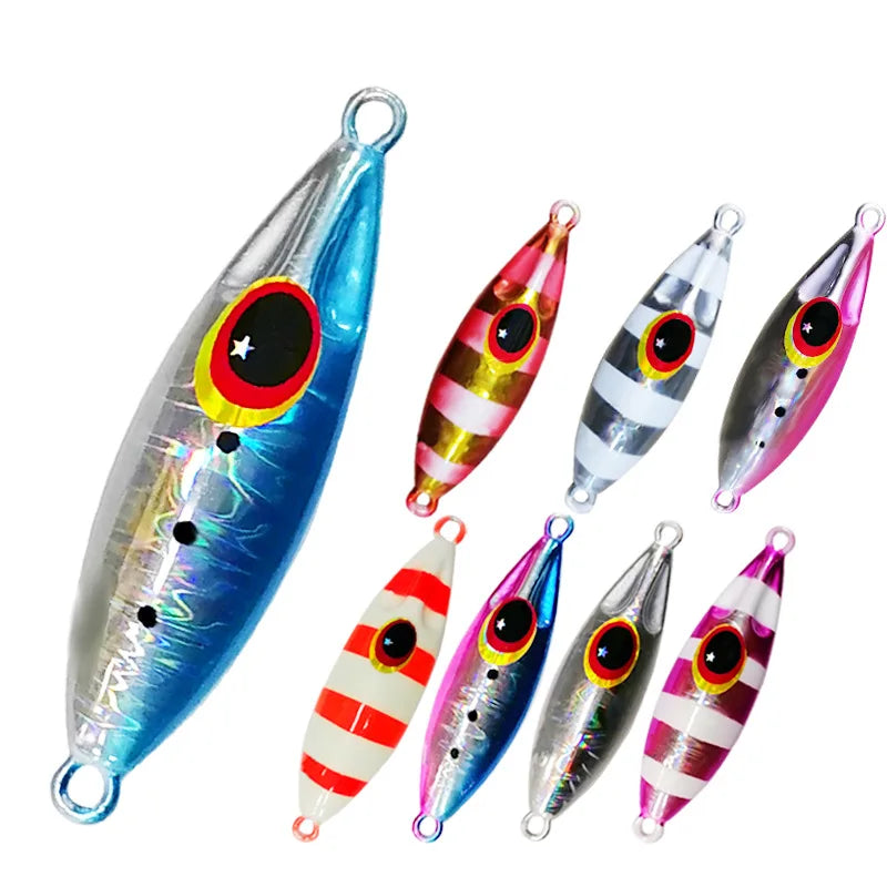 SNEDA Slow Sinking Jigging Swimming Bait 30g-120g Boat Fishing Glow Metal Jig Lures for River Lake Stream Fishing