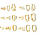 Fashion Women's Earrings Set 925 Sterling Silver Star Butterfly Stud Earrings Dainty Zircon Huggie Earrings Set