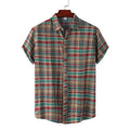 Men Clothing 2023 New Fashion Striped Short Sleeve Shirts Men's Casual Shirts Large Size Lapel Men's Tops