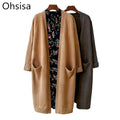 Wholesale Fall Winter Sweater Cardigan Women's New Fashion Knitted Solid Color Loose Korean Coat Tops for Woman