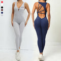 New Design Women's Fitness Yoga Rompers One Piece Gym Casual Leggings Scrunch Butt Hallow Back Workout Jumpsuit Sweat-Wicking