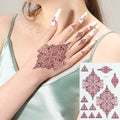 Five & Ten OEM Factory Spot Brown Henna Lace Tattoo Temporary Sticker Body Art Middle East India Hand Back Tattoo Sticker