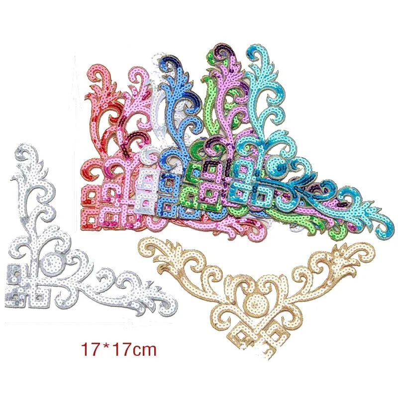 Ethnic Costume Hanfu Deocrative Sequined Patch Sticker Triangle Design Dancewear Dress Embellishment Craft Iron-on Glue Applique