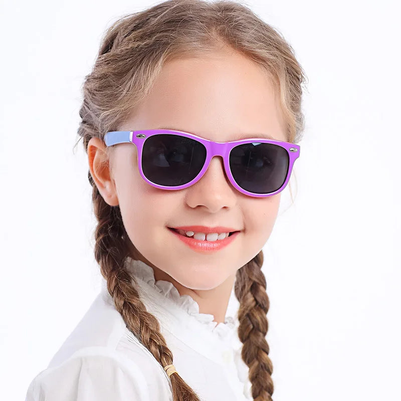 2025 Fashion Glasses Sunglasses Kids Silicone Sunglasses TAC Lens Kids Sunglasses Polarized Bendable TPEE Shade With Logo Custom