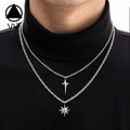 VAF 45CM/55CM Cross Hexagram Stainless Steel Pendant Necklace Collier Pendentif Halskette Edelstahl
