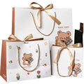 Little Bear Classic Kraft Paper Gift Bag with Lamination and Ribbon for Children's Day Exhibition Use