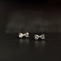 Korean Fashion Simple Pure 925 Sterling Silver Cute Zircon Bow Tie Shaped Stud Earrings for Women Girls