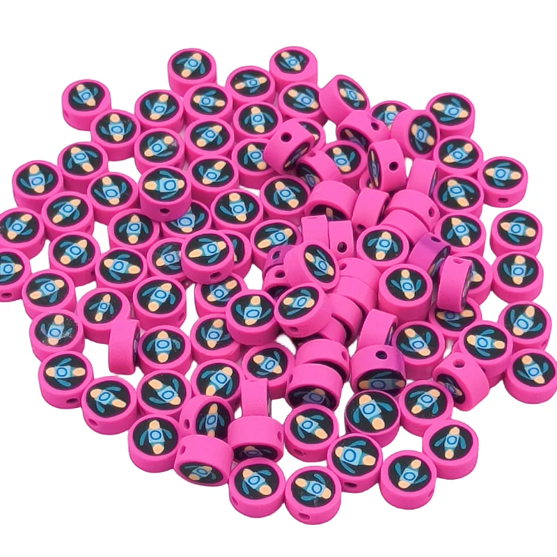 100 Pieces/pack Space and Lunar Spacecraft Rocket Polymer Clay Beads DIY Bracelet Accessories Bulk Bead Wholesale