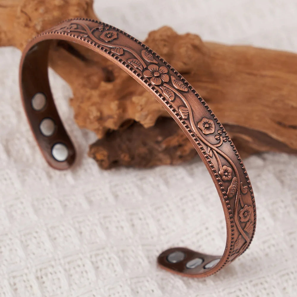 Gold Red Copper Plated Magnetic Bracelet Bangle Male Men Women Arthritis Pain Relief Magnets Healing Therapy Adjustable Bracelet