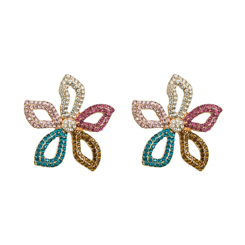 HOVANCI 3 2021 Fashion Jewlery Women New Flower-Shaped Dangling Drop Earrings Studded Earring Rose Flower Earrings
