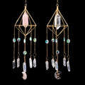 Decoration Moon Lighting Hanging Chain Wind Chime Natural Stone Crystal Double Pointed Column Moon Creative Pendant Wind Chime