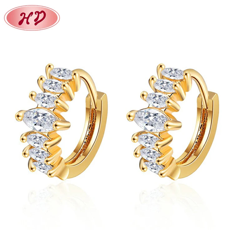 2018 New Fashion Designs Jewelry 18K Gold AAA CZ Stone Hoop Earrings Women