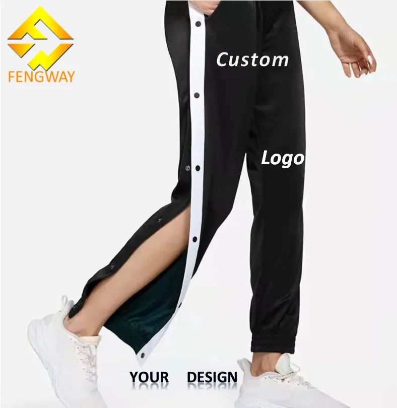 Fengway Custom Women Sports Casual Harem Pants Mid Waist Drawstring Closure Loose Fit Side Striped Sweatpants