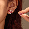 2025 New Wholesale Women Fashion Jewelry Stainless Steel Red Heart Shell Stud Earrings for Women Jewelry Accessory Gift