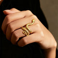 N&S Stainless Steel 18K Gold Plated Snake Pattern Open Ring Modern Wrapped Design Fashion Unique Waterproof Jewelry for Women