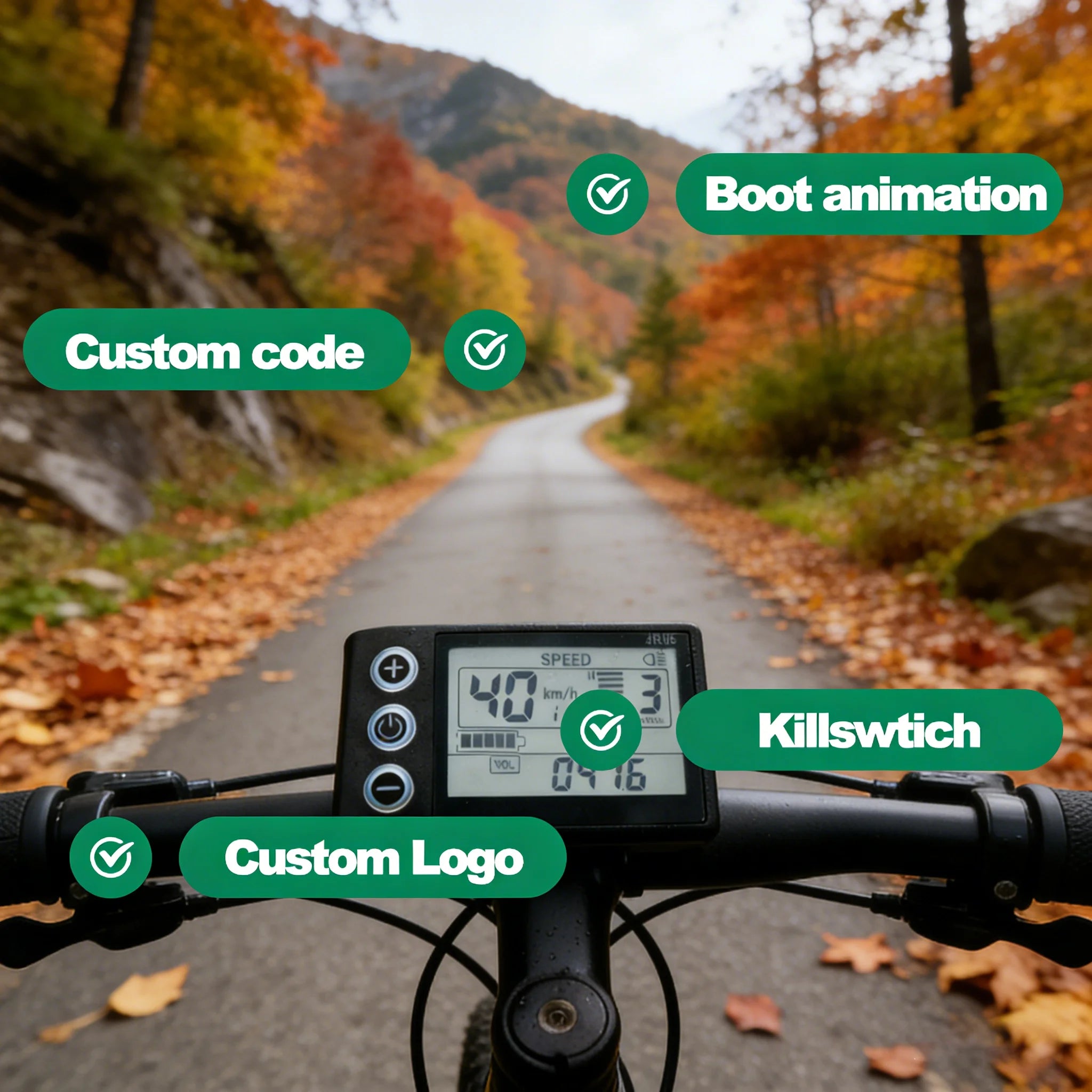 Waterproof 24V/36V/48V/60V Electric Bike Computer with Wired Button Speedometer Digital Stopwatch Odometer