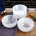 Natural Carved Crystal Round Shape Gypsum Bowl Ornament Large White Selenite Crystal Bowl