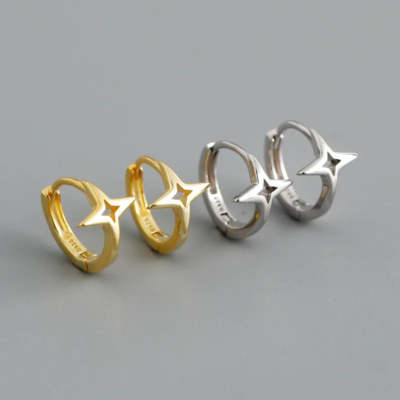 Personalized Star Simple S925 Sterling Silver Ear Buckle Earrings for Women Gift