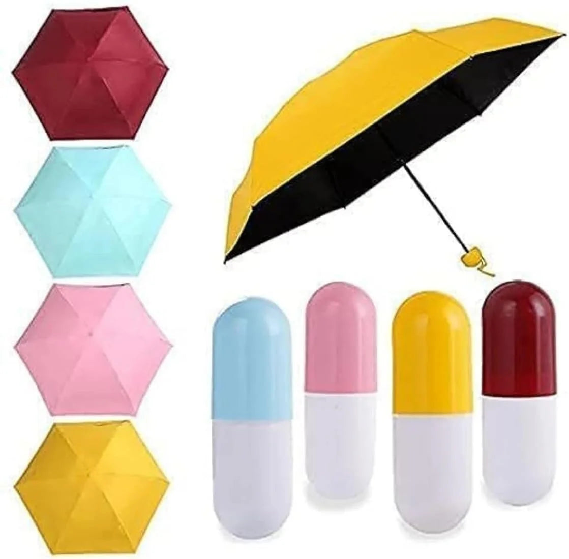Small Size Five Fold Umbrella With Case Metal Frame Windproof and Sunscreen Umbrella Capsule From Chinese Factory