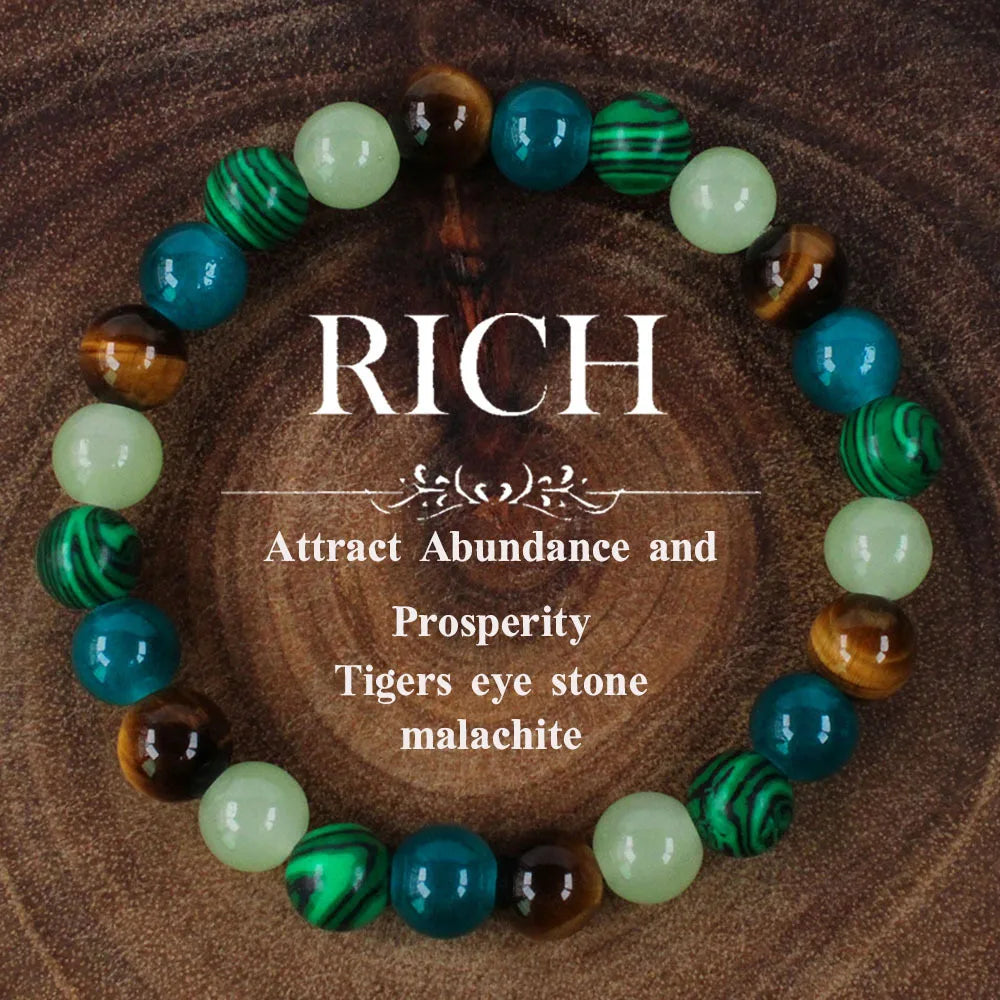 Wholesale Fashion Handmade Rich Wealth Money Natural Stone Beaded Bracelets for Women Men