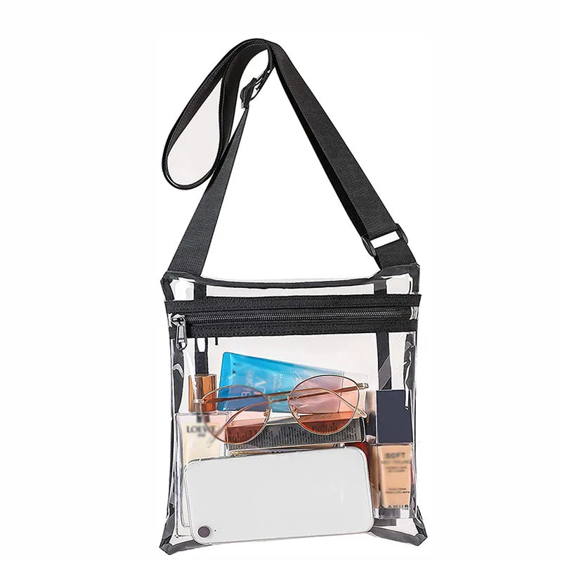 See Through Transparent PVC Messenger Bag Custom Mini Clear Stadium Approved Crossbody Sling Bag for Concert Sports Event