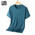 Clearance Sales Trend Products Summer Men Casual O Neck Yarn Dyed Eco-Friendly Ice Silk Short Sleeve Lightweight Breathable T