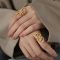 New Arrival Stainless Steel 18K Cubic Zircon Paved Snake-Shaped Diamond Open Ring Titanium Steel Waterproof Women Rings