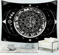 Tarot Card Printed Aubusson Cartoon Eco-Friendly Washable Tapestry Wall Hanging Astrology Divination Bedspread Black Room