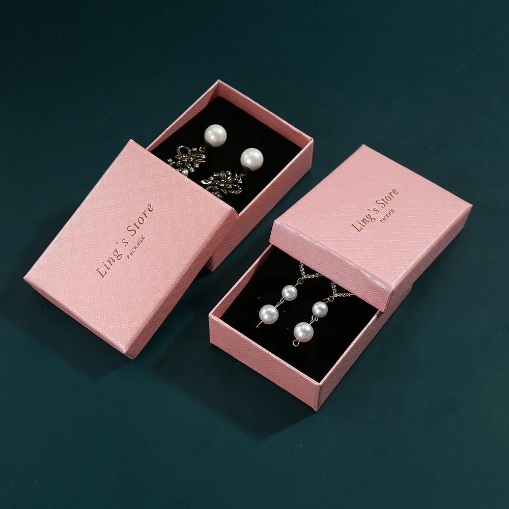 7x9x3cm Custom Logo Luxury Pink Jewelry Display Box for Necklace Packaging Dustproof Modern Gift Box with Shiny Lid