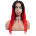 HL12-BR 13x4 4x4 Lace Wigs Bicolor 180% Remy Human Hair Wigs T1B# & Red# Gradient Straight Women Fo Black 1 Piece Long 10A Grade